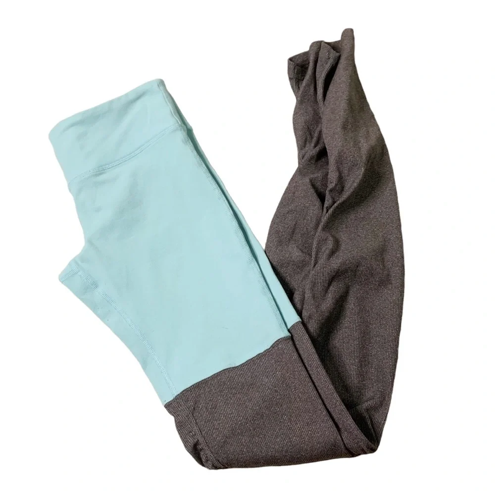 ALO Yoga Goddess Ribbed Leggings Turquoise and Gray Size M Women